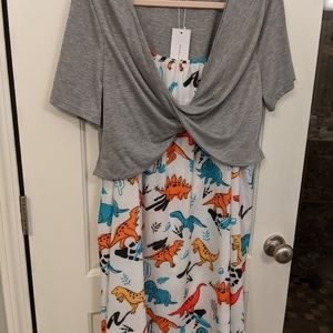Dinosaur Dress with Shrug